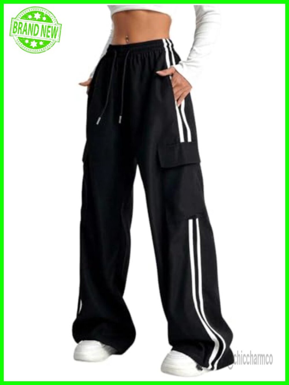 Verdusa Women's Baggy Wide Leg Cargo Track Pants Athletic Streetwear